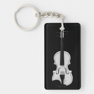 Violin Portrait - Black and White Photograph Keychain