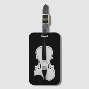 Violin Portrait - Black and White Photograph Luggage Tag