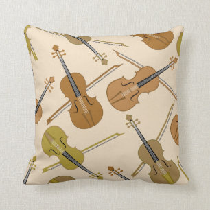 Violin Print Pattern Throw Pillow