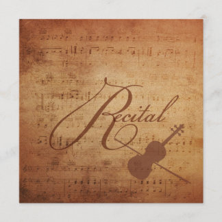 Violin Recital Antique Sheet Music Invitation