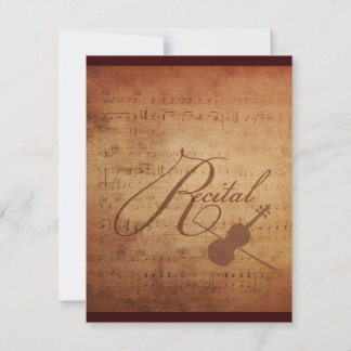 Violin Recital Antique Sheet Music Personalized Invitation