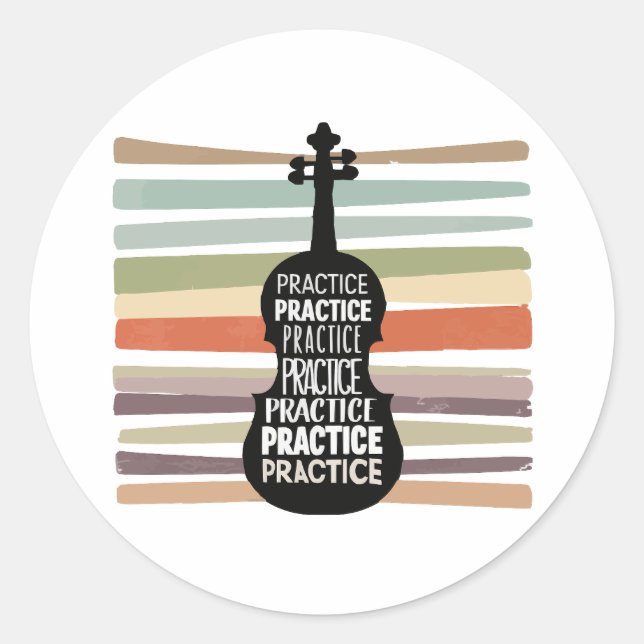 violin retro classic round sticker (Front)