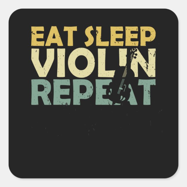 Violin Retro Square Sticker (Front)