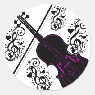 Violin,Rocking love_ Classic Round Sticker