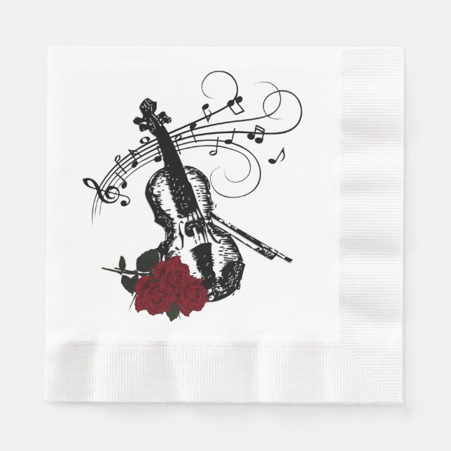 Violin , Roses and Music Napkin (Front)