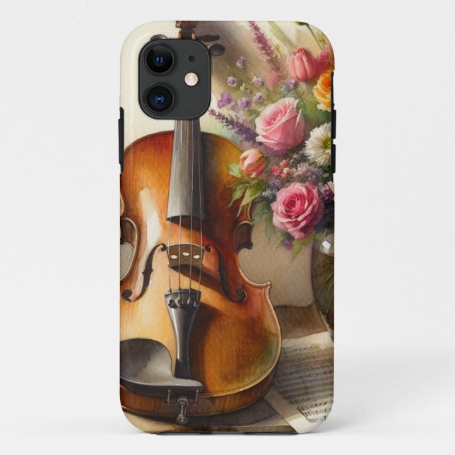 Violin, Sheet Music and a Vase of Flowers  Case-Mate iPhone Case (Back)