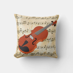 Violin Sheet Music Reversible Throw Pillow