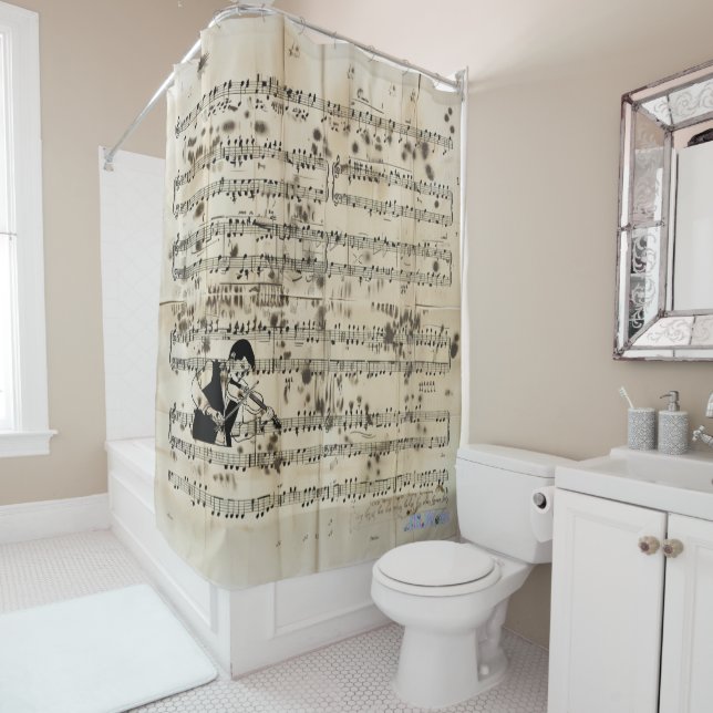 violin sheet music shower curtain (In Situ)