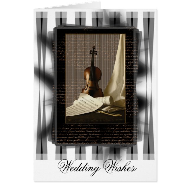 Violin & Sheet Music Wedding Customizable Card (Front)