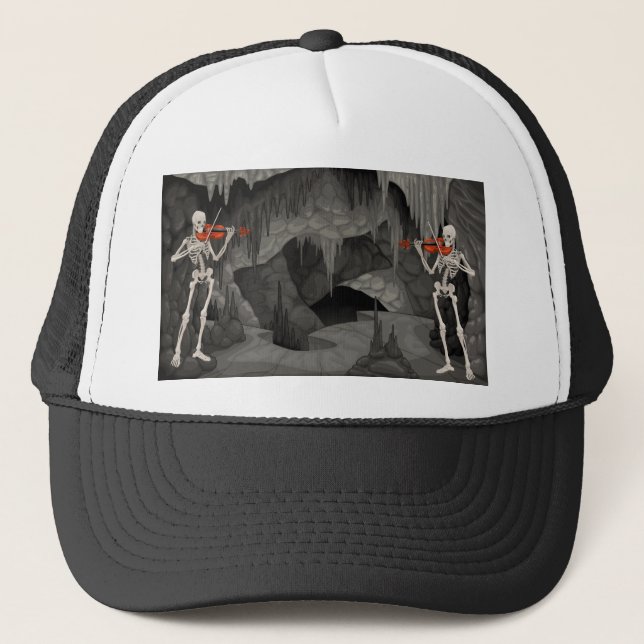 violin skeleton trucker hat (Front)