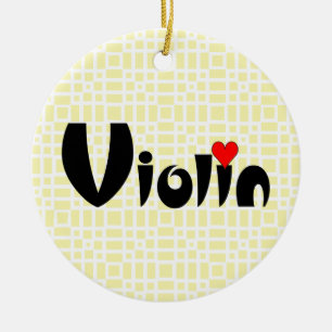 Violin Small Heart Ceramic Ornament