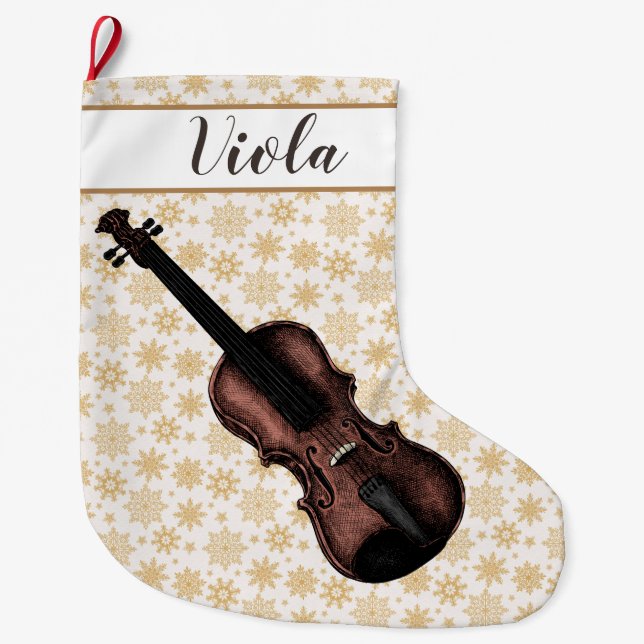 Violin & Snowflakes Personalized Stocking (Front)