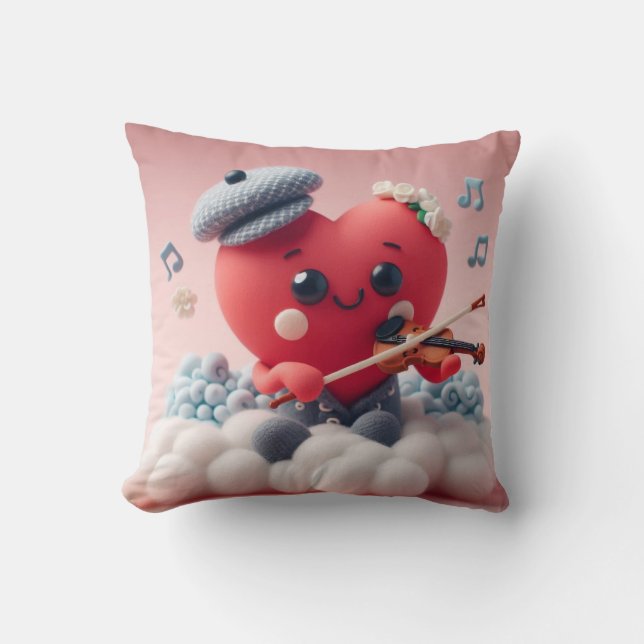 Violin-spired Love Throw Pillow (Front)
