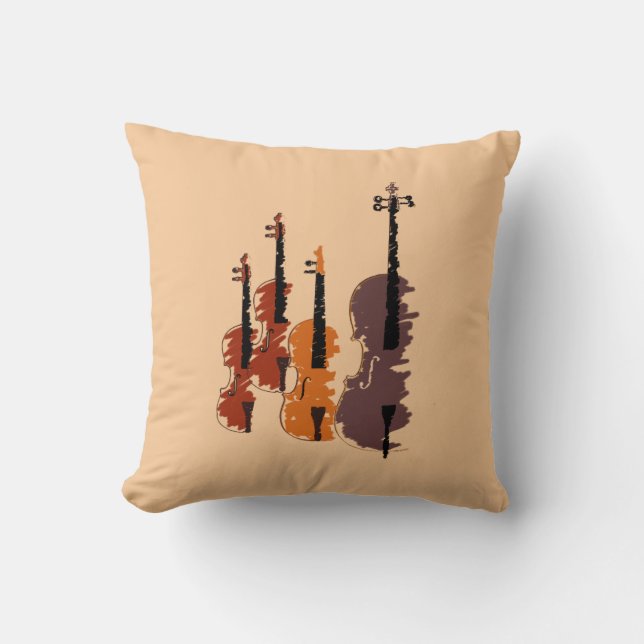 Violin string quartet arty music throw pillow (Front)