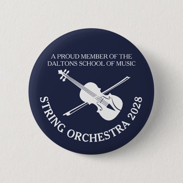 Violin strings orchestra personalized badge 2 inch round button (Front)