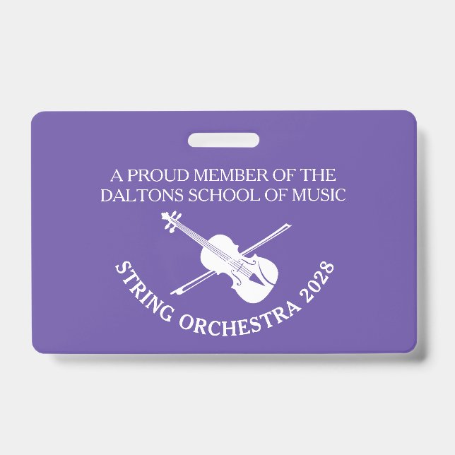 Violin strings orchestra personalized name badge (Front)
