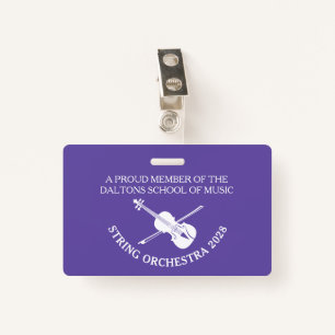 Violin strings orchestra personalized name badge