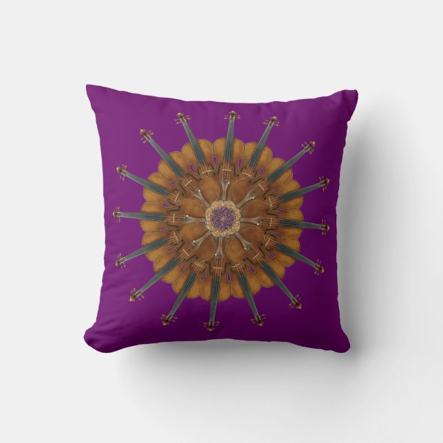 Violin Sunflower Throw Pillow (Front)