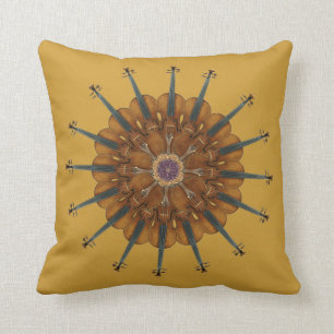 Violin Sunflower Throw Pillow
