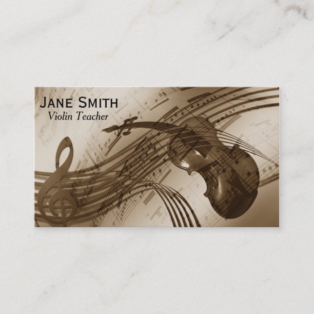 Violin Teacher music tutor string instrument Business Card (Front)