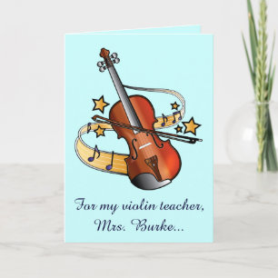 Violin Teacher Thank You Name Customizable Card