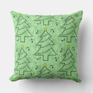 Violin Text Christmas Tree Throw Pillow