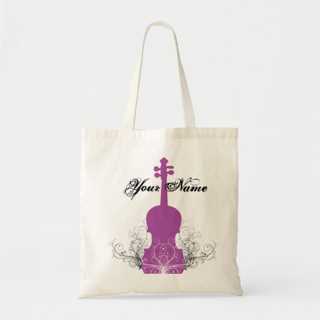 Violin Tote Magenta with Swirls (Front)