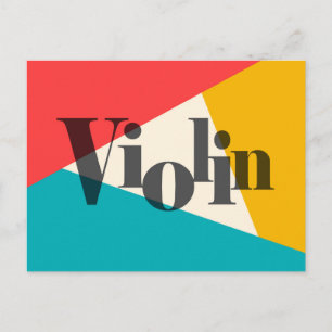 Violin Tri-Colour - Turquoise Coral Gold Postcard