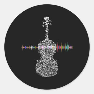 Violin Viola Cello Bass Music Sound Wave Classic Round Sticker