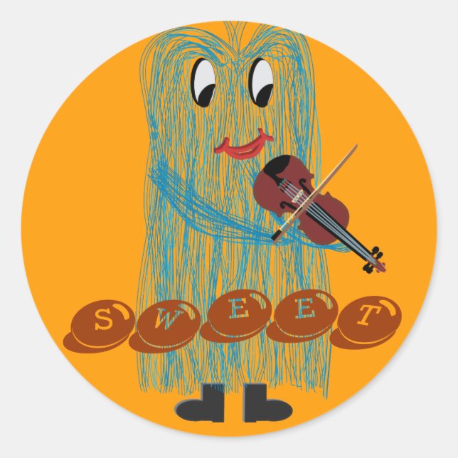 Violin & Viola - Get a Warm Fuzzy Feeling Classic Round Sticker (Front)