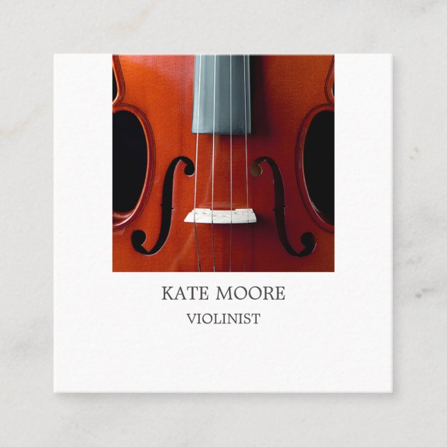 Violin Violinist Musician Square Business Card (Front)