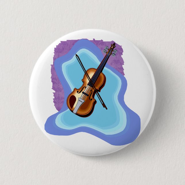 Violin with Blue background graphic image 2 Inch Round Button (Front)