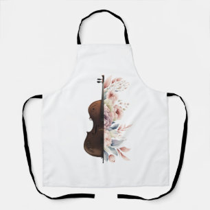 Violin with flowers. apron