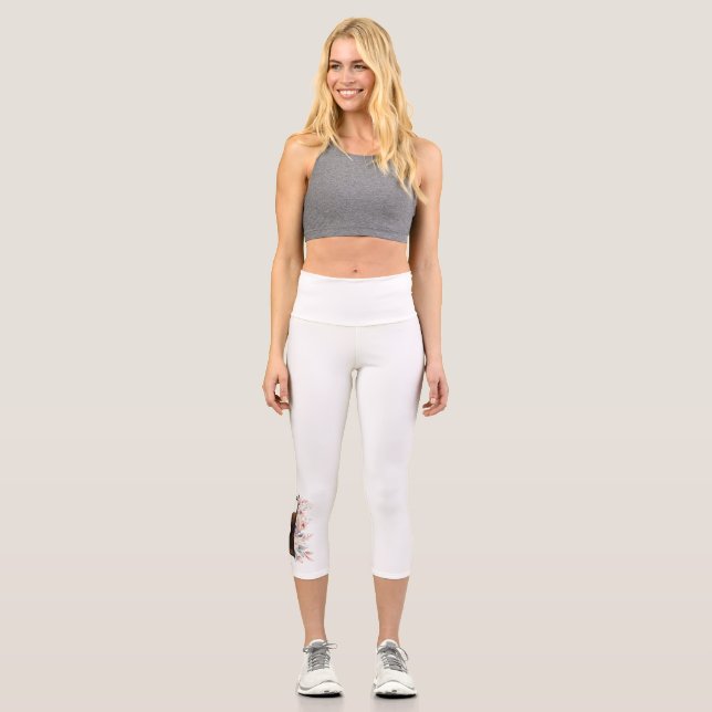 Violin with flowers. capri leggings (Front)