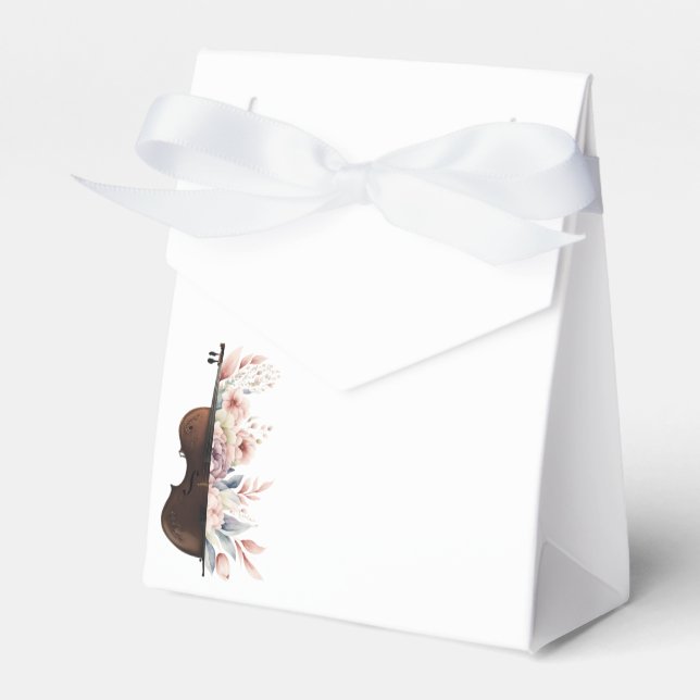 Violin with flowers. favor box (Front Side)