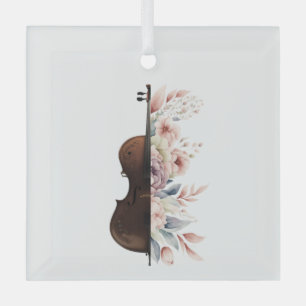 Violin with flowers. glass ornament