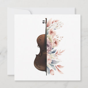 Violin with flowers. holiday card