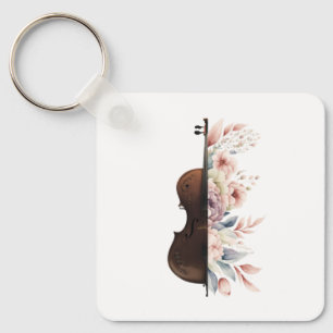 Violin with flowers. keychain