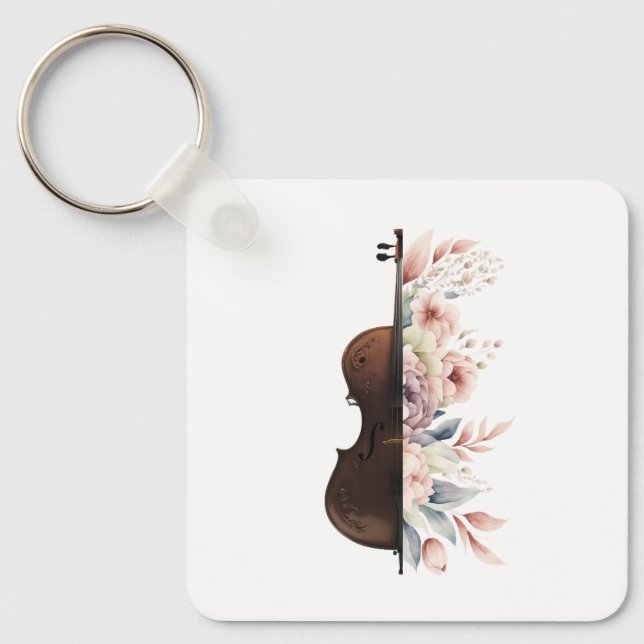Violin with flowers. keychain (Front)