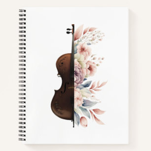 Violin with flowers. notebook