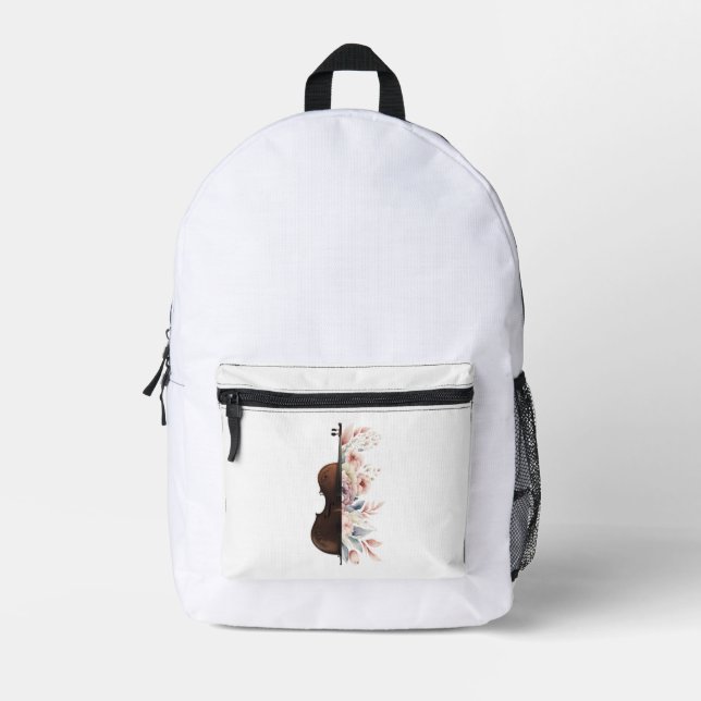 Violin with flowers. printed backpack (Front)