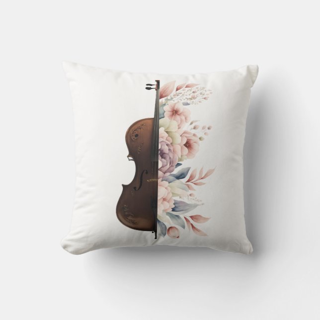Violin with flowers. throw pillow (Front)
