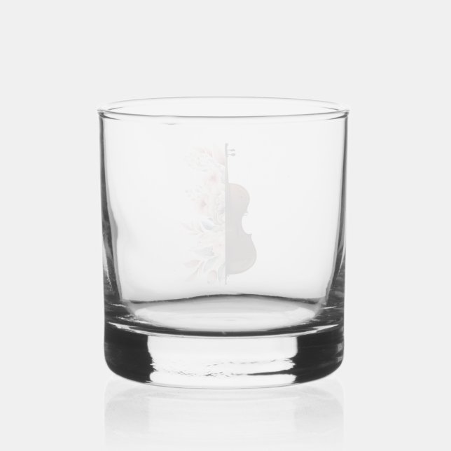 Violin with flowers. whiskey glass (Front)