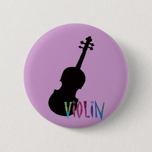 Violin With Jazzy Lettering 2 Inch Round Button