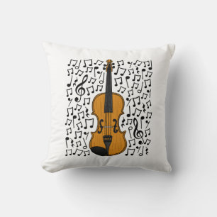 Violin With Musical Notes, Violinist Music Teacher Throw Pillow
