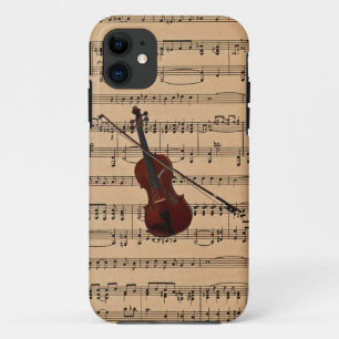 Violin With Sheet Music Background iPhone 11 Case