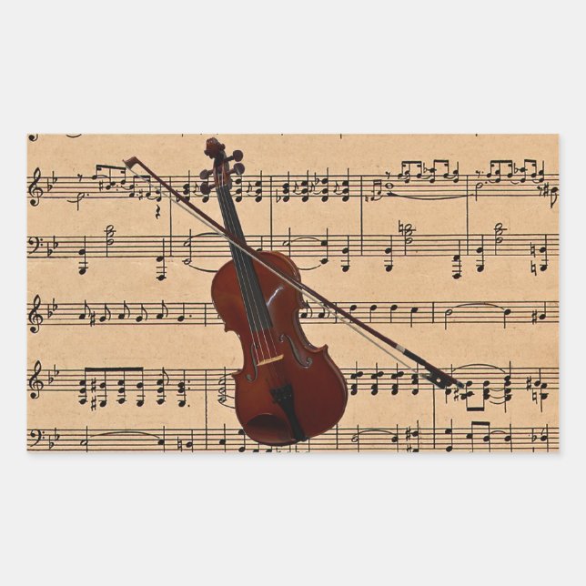 Violin With Sheet Music Background Sticker (Front)