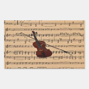 Violin With Sheet Music Background Sticker