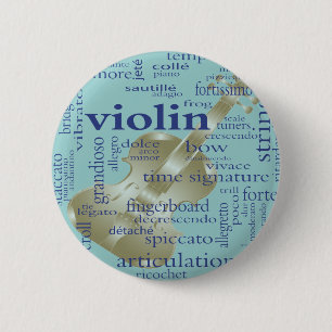 Violin Words 2 Inch Round Button