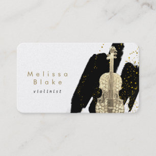 • violinist black brush strokes decor business card